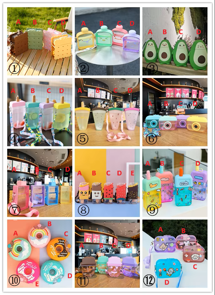 Waterfles met Rietje – Kawaii Plastic Drinkfles
